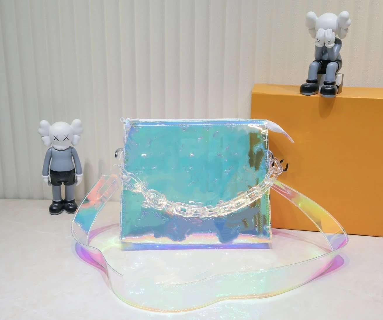 Louis Vuitton Handbags Transparent iridescent monogram top-handle handbag with shoulder strap — 67692