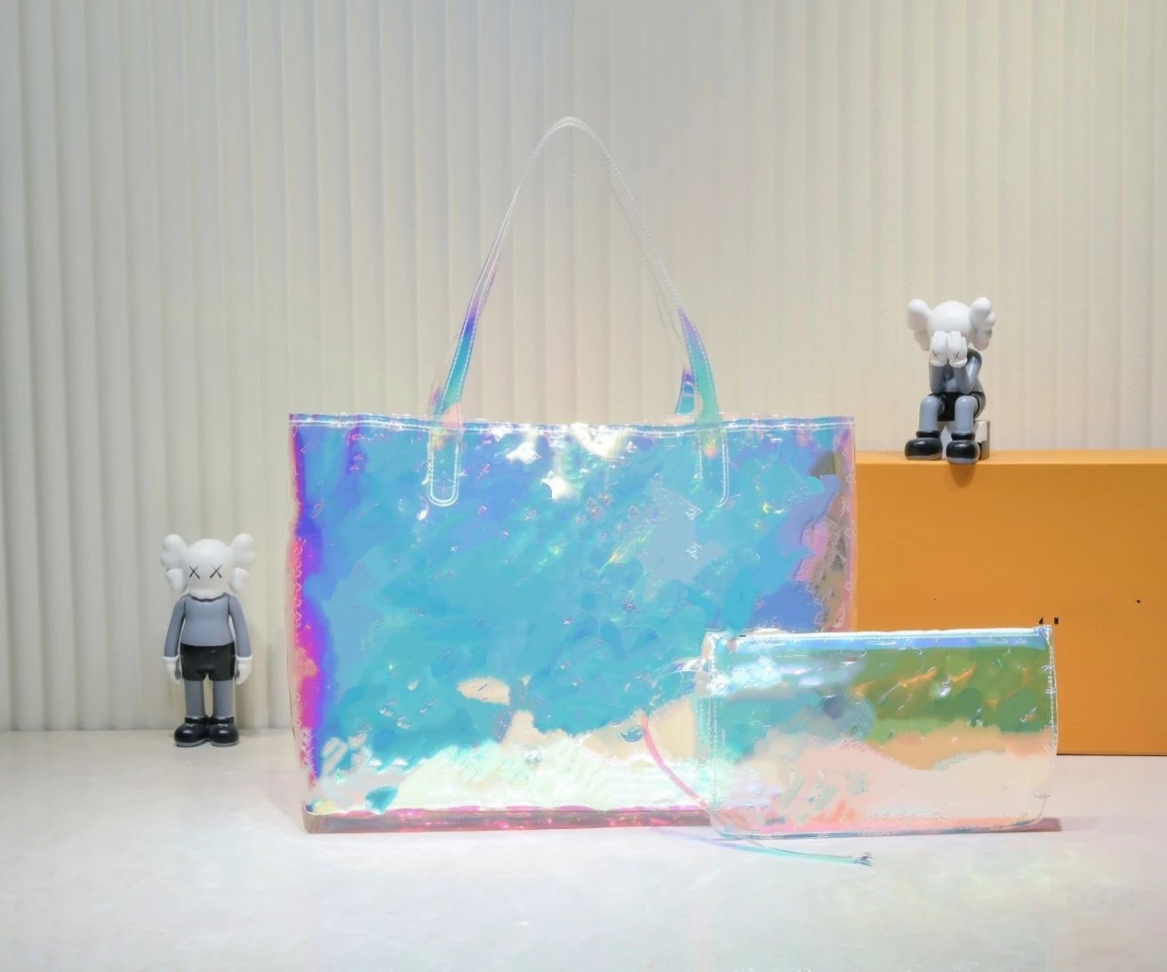Louis Vuitton Handbags Transparent iridescent monogram top-handle handbag with shoulder strap — 41177