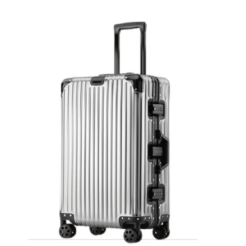Unbranded Travel Bags Hard-shell ribbed spinner trolley suitcase — Classic gray