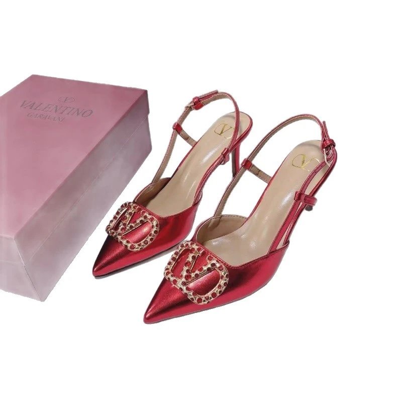 Valentino Garavani High Heels Pointed-Toe Rhinestone V-Buckle Slingback image 5