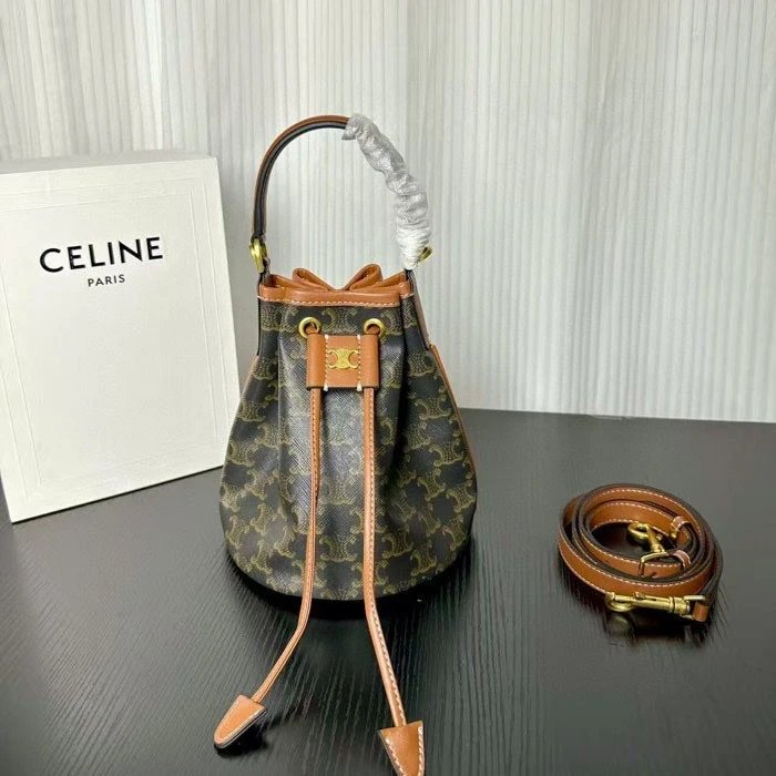 Celine Handbags Triomphe Logo Bucket Bag image 3