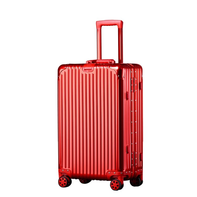 Unbranded Travel Bags Hard-shell ribbed spinner trolley suitcase — Classic red