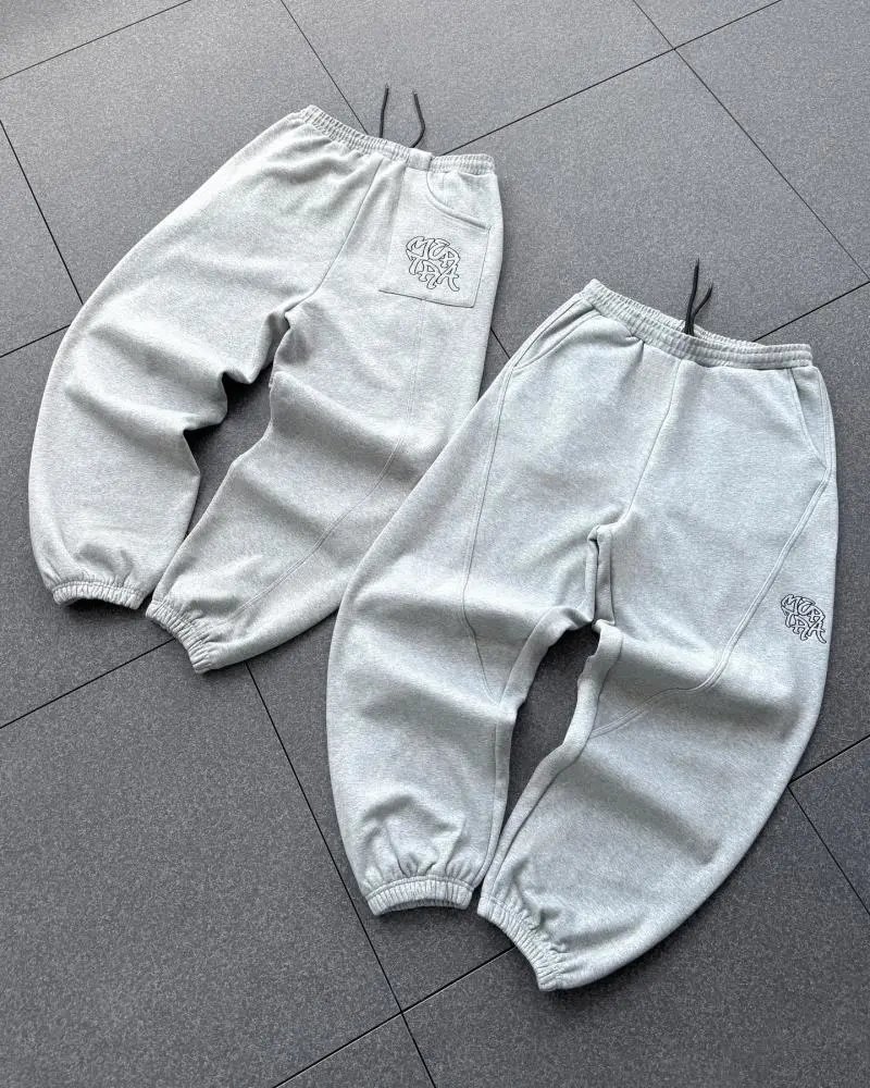 Unbranded Shorts Embroidered Letter Sweat with Contrast Pocket Inserts — 5809/Harem Pants Style/Gray