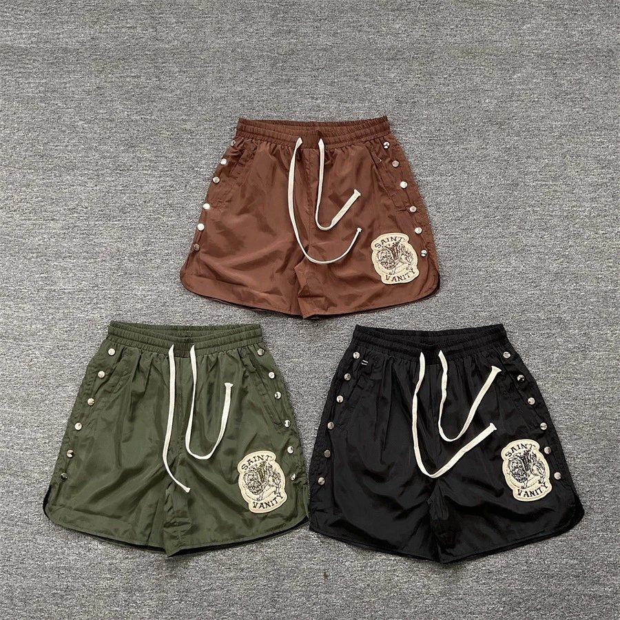 Saint Vanity Shorts Drawstring with embroidered patch and side rivets product image