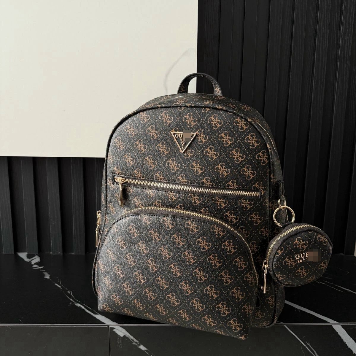 GUESS Backpacks Monogram backpack with detachable round pouch image 3