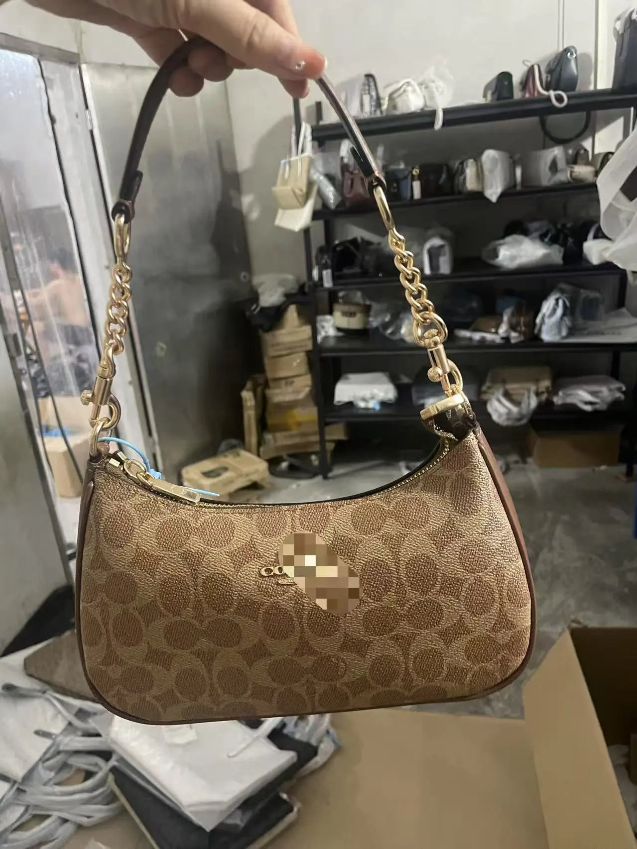 Coach Shoulder Bags Signature canvas chain-strap bag — Caramel Airplane Gift Bag》