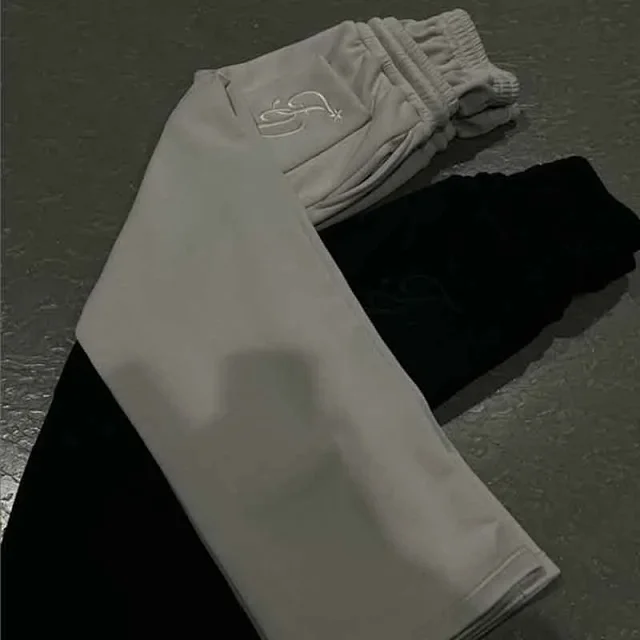 Palm Angels Trousers Double-waistband wide-leg sweatpants with star embroidery product detail image 11