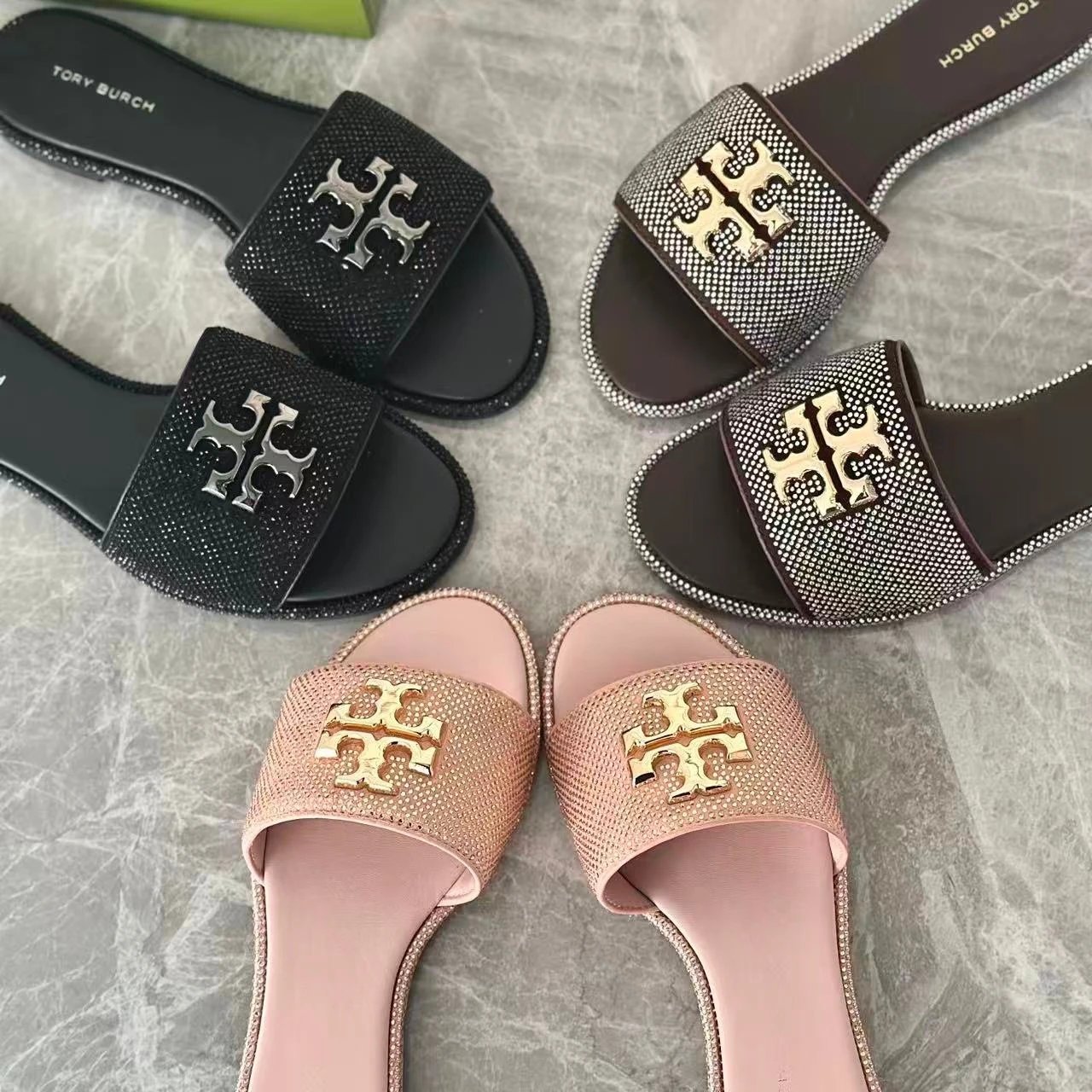 Tory Burch Sandals Rhinestone slide with Double T logo hardware image 2