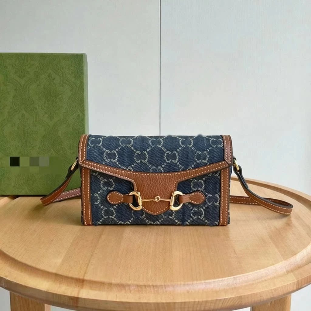 Gucci Crossbody Bags GG monogram horsebit flap — blue coke