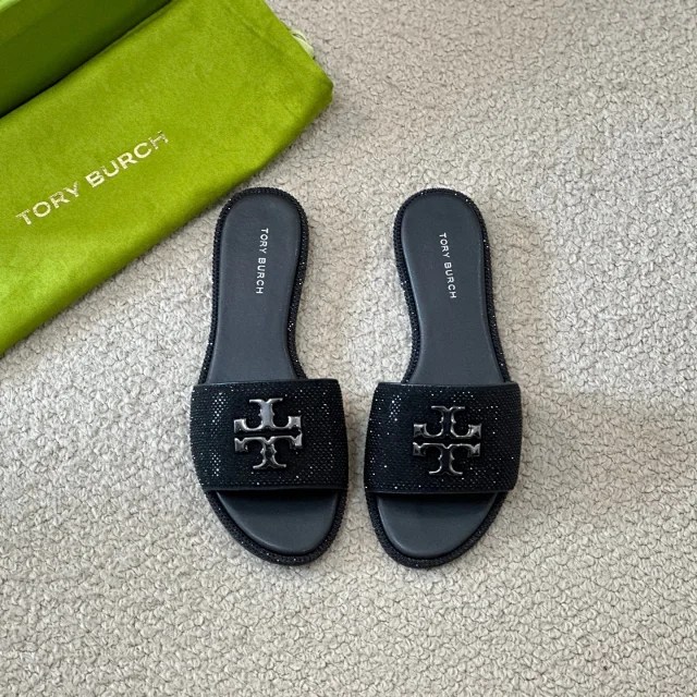 Tory Burch Sandals Rhinestone slide with Double T logo hardware product detail image 20