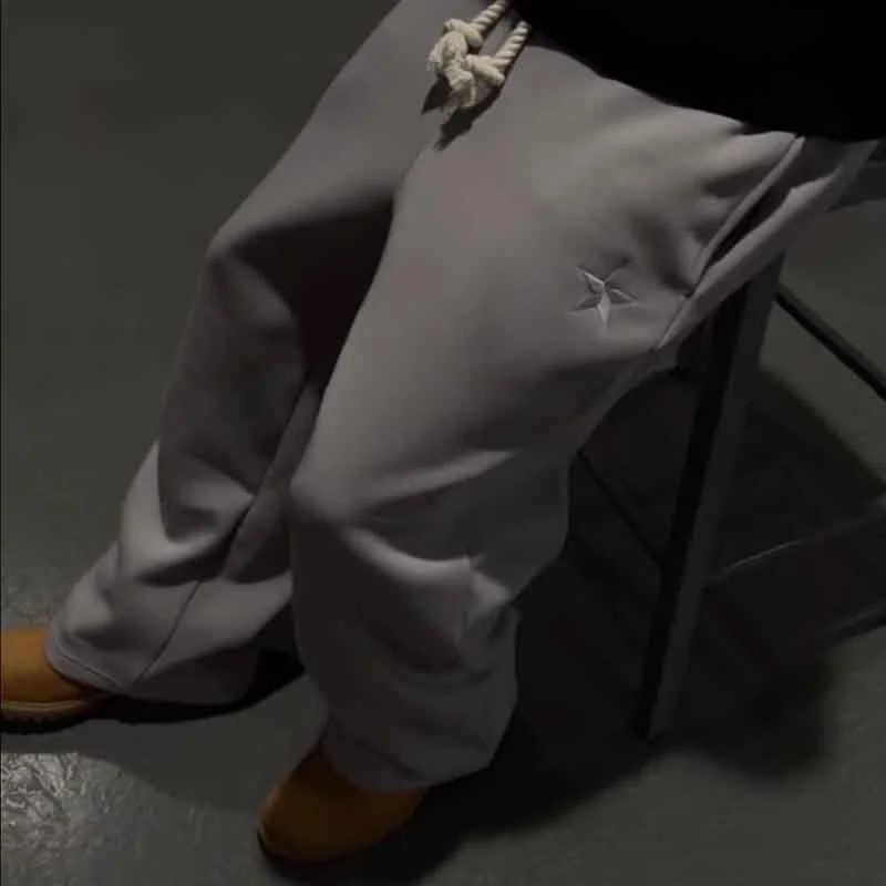 Palm Angels Trousers Double-waistband wide-leg sweatpants with star embroidery image 3