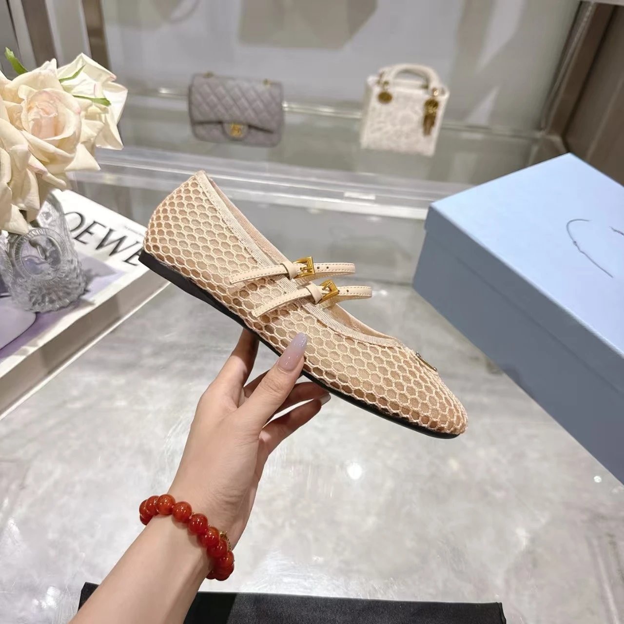 Prada Casual Shoes Mary Jane ballet flats with triangle logo plaque — 19