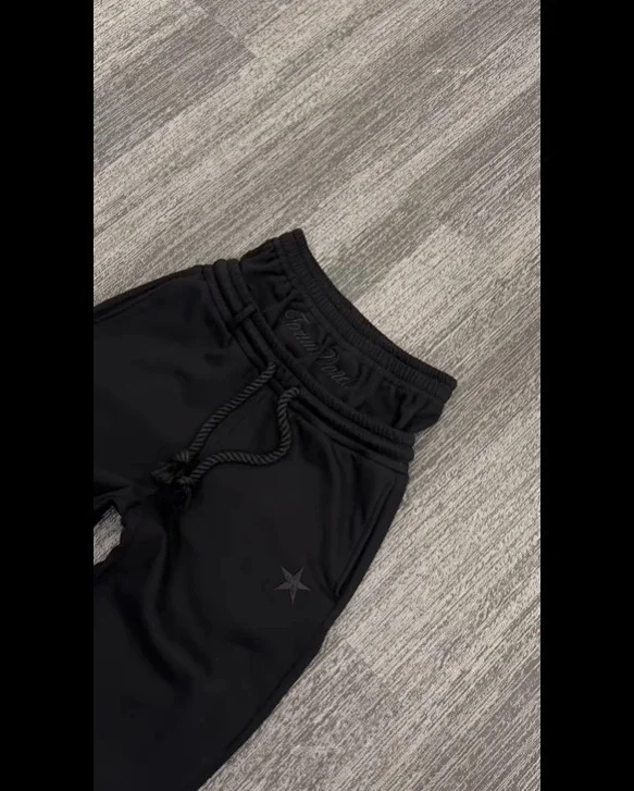 Palm Angels Trousers Double-waistband wide-leg sweatpants with star embroidery product detail image 9
