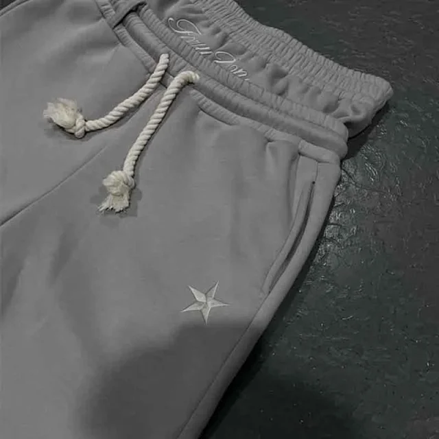 Palm Angels Trousers Double-waistband wide-leg sweatpants with star embroidery product detail image 10