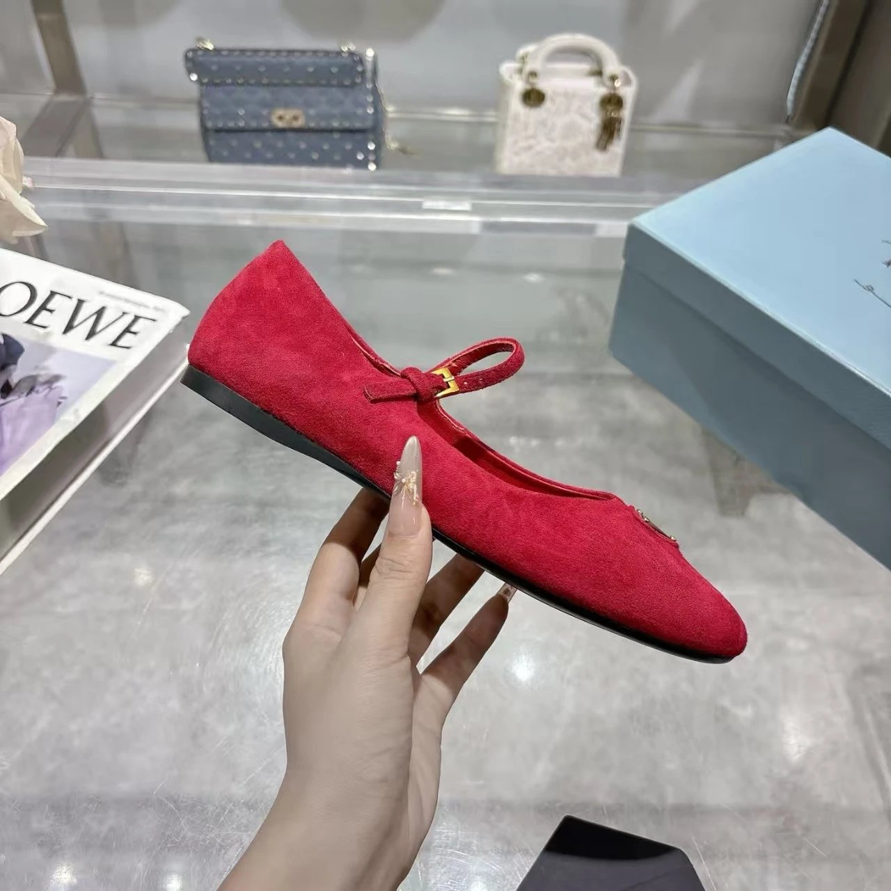 Prada Casual Shoes Mary Jane ballet flats with triangle logo plaque — 14