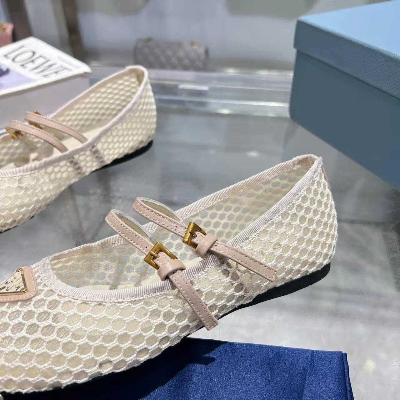 Prada Casual Shoes Mary Jane ballet flats with triangle logo plaque — 22