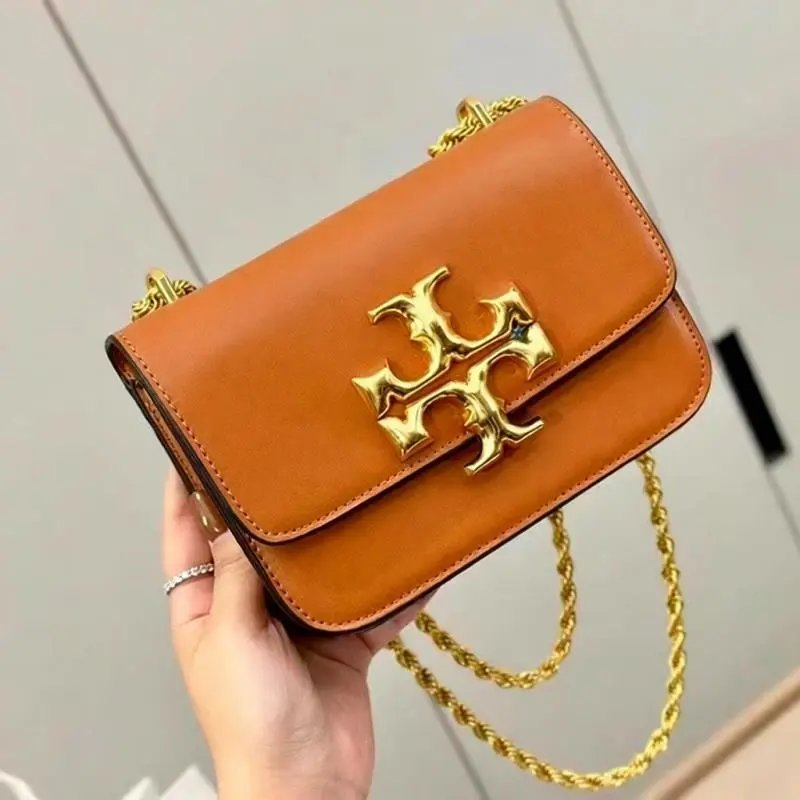 Tory Burch Crossbody Bags Double T Logo Chain — Brown gift box packaging