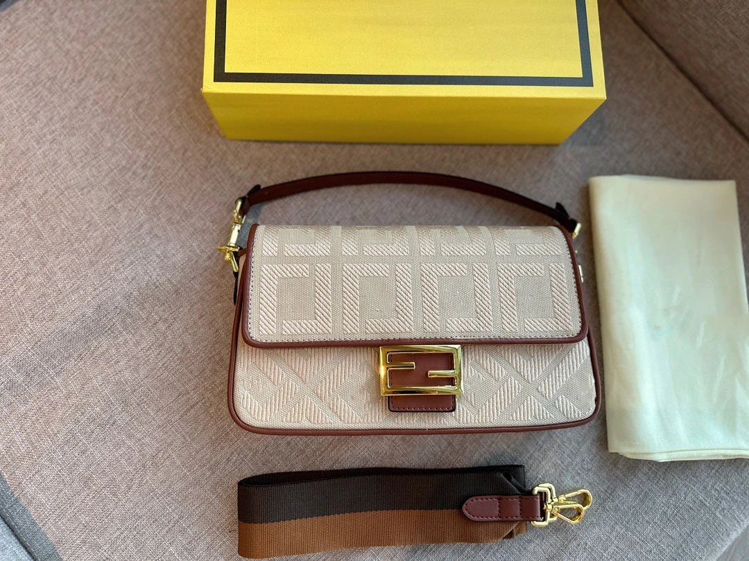Unbranded Crossbody Bags Embroidered geometric flap bag — Beige ribbon
