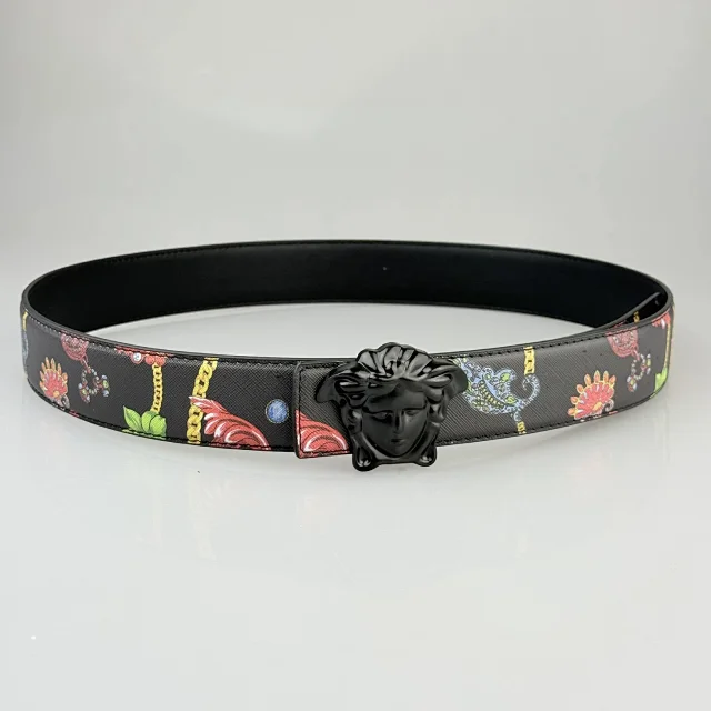 Versace Belts Logo-print belt with Medusa-head buckle product detail image 3