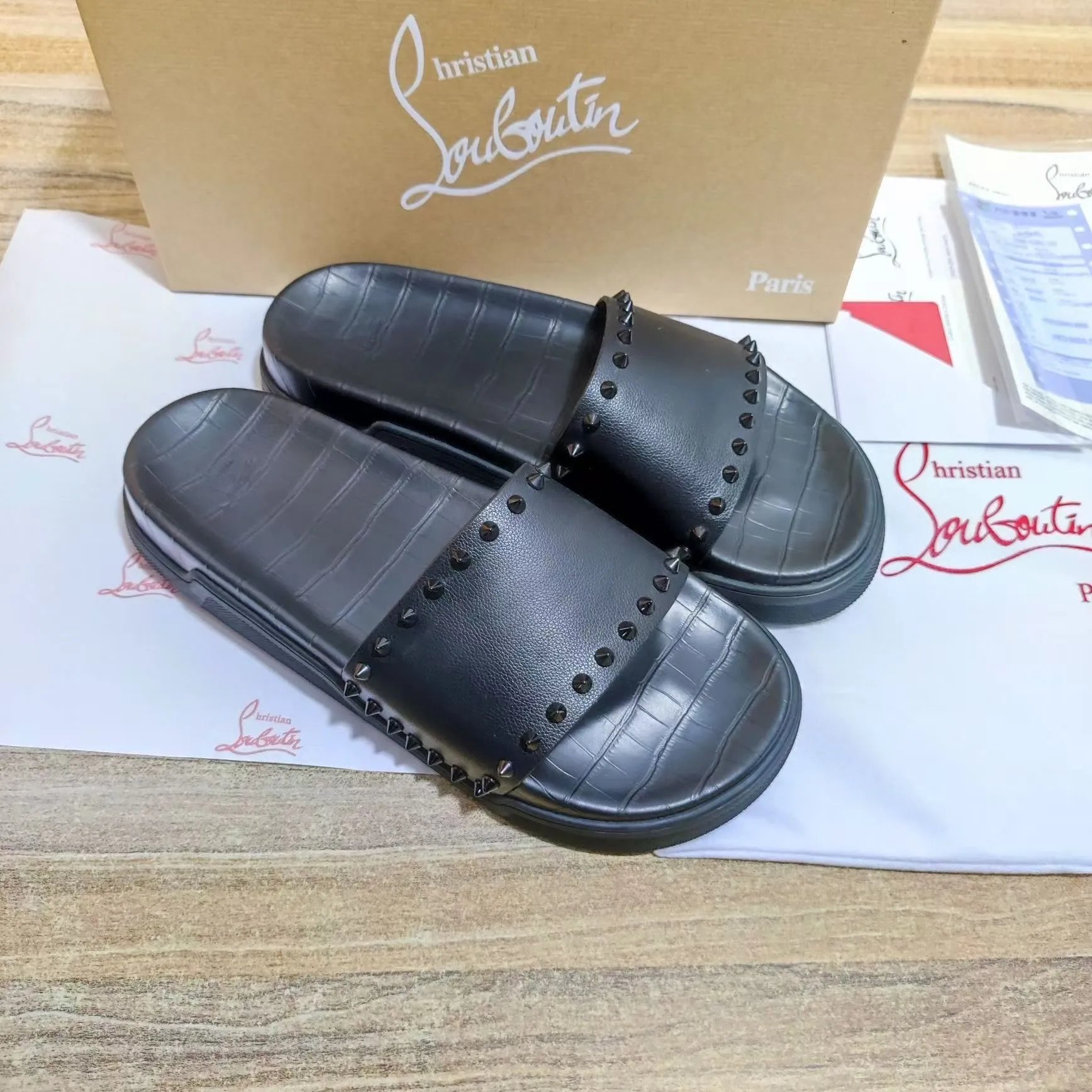 Christian Louboutin Slippers Spiked slide and thong — 15