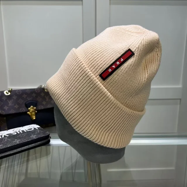 Prada Hats Ribbed Cuffed Knit Beanie product detail image 6