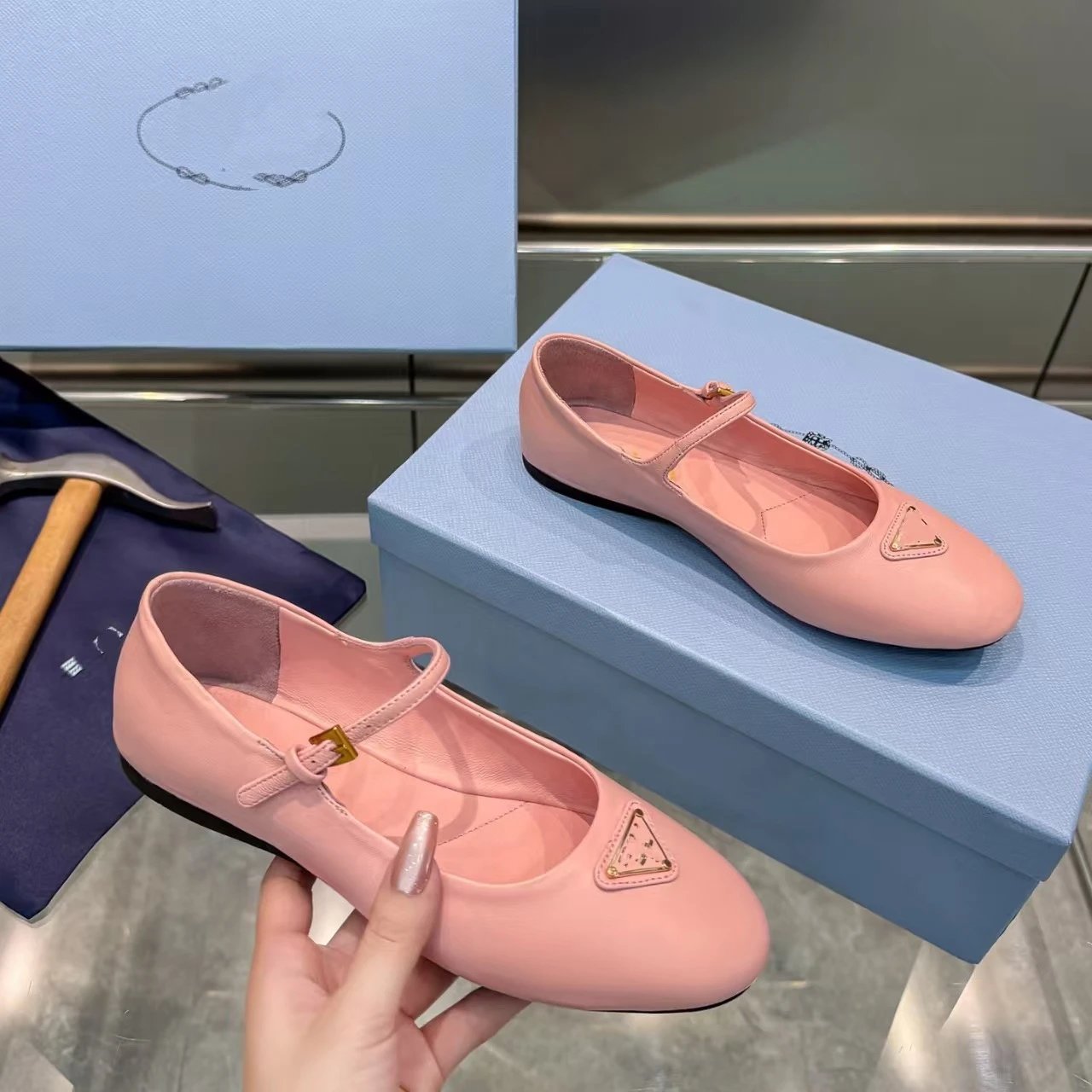 Prada Casual Shoes Mary Jane ballet flats with triangle logo plaque — 02