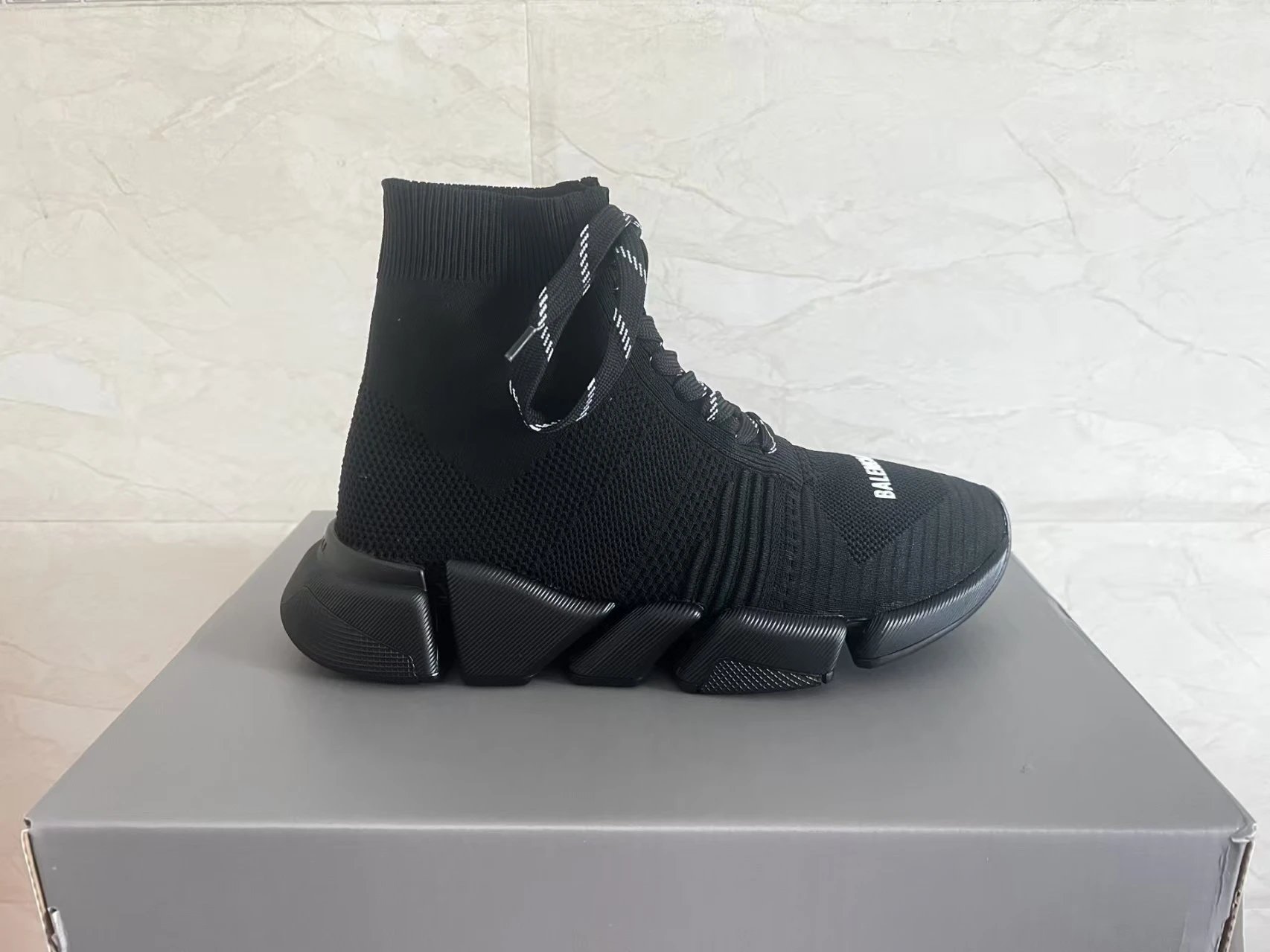 Balenciaga Sneakers High-Top Knit Sock with Chunky Segmented Sole — 1