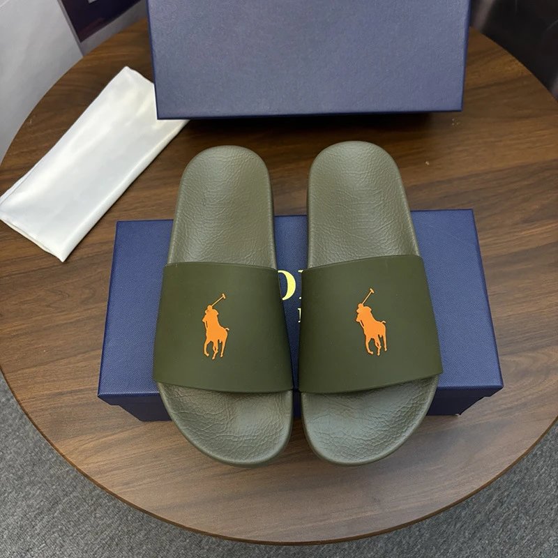 Polo Ralph Lauren Slippers Player Logo Slide — Greenish orange