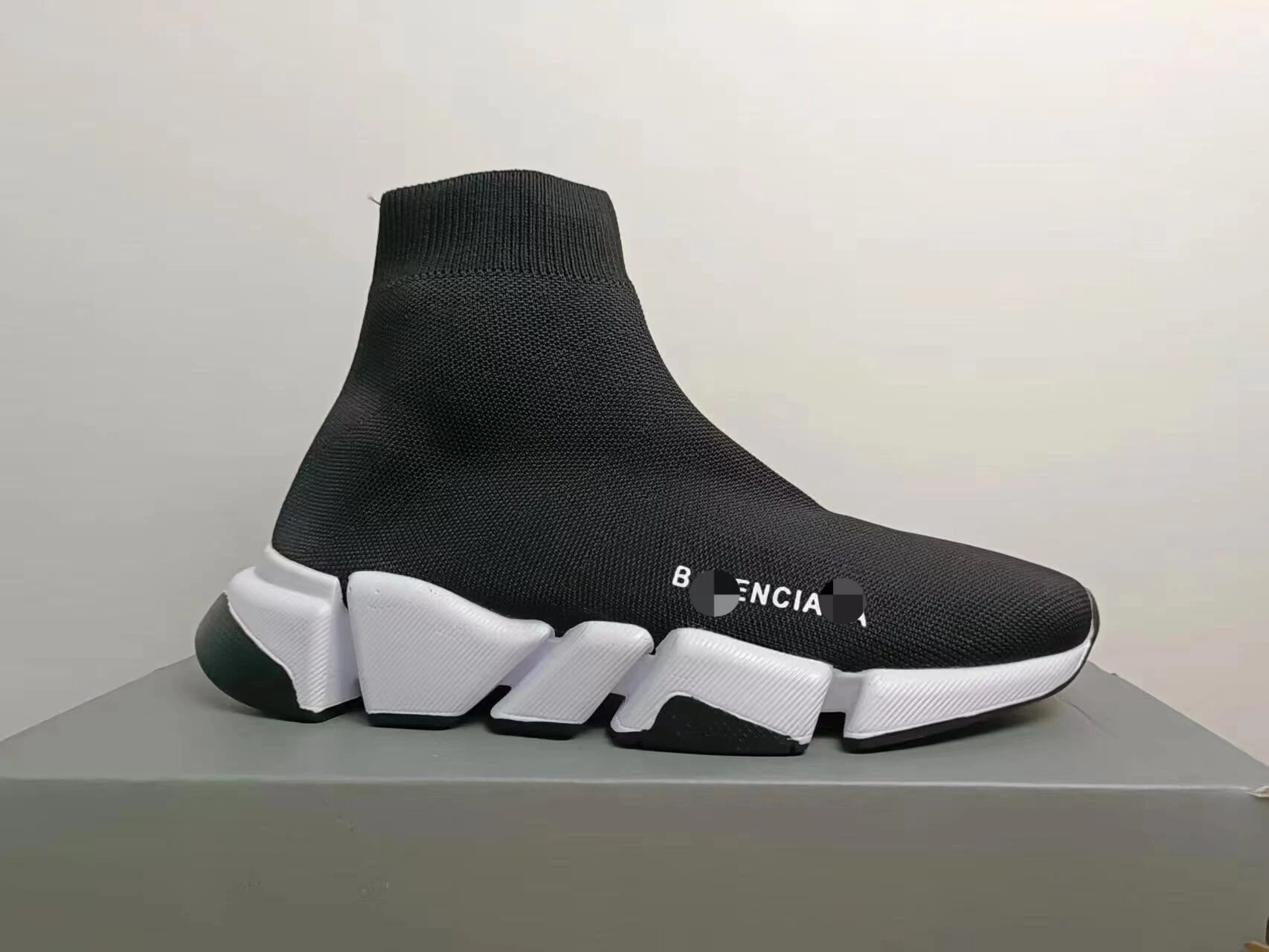 Balenciaga Sneakers High-Top Knit Sock with Chunky Segmented Sole — 9