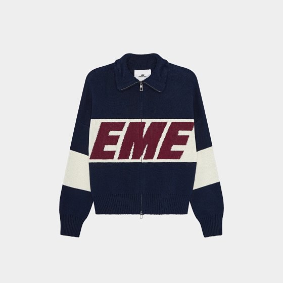 European and American EME double zipper knitted sweater letter jacquard women's top unisex loose and lazy sweater