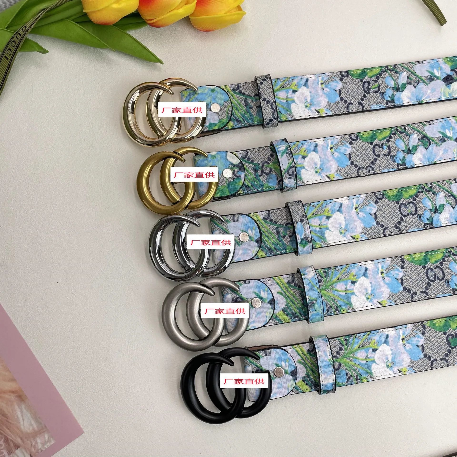 Gucci Belts Floral GG monogram belt with double-G buckle image 2