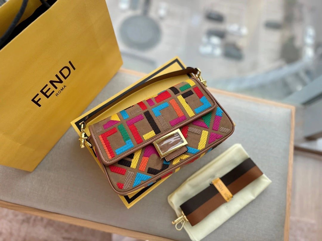 Unbranded Crossbody Bags Embroidered geometric flap bag — earthy yellow ribbon