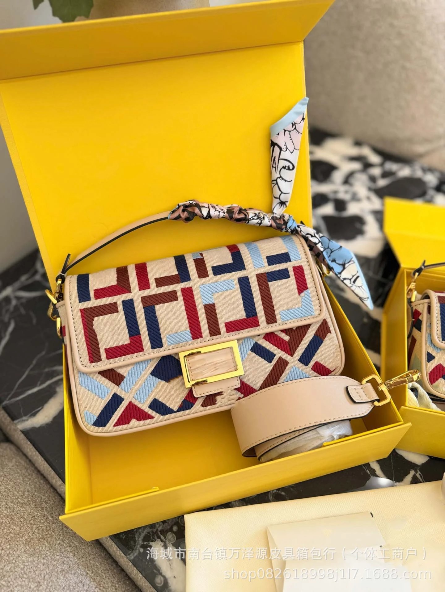 Unbranded Crossbody Bags Embroidered geometric flap bag — Beige