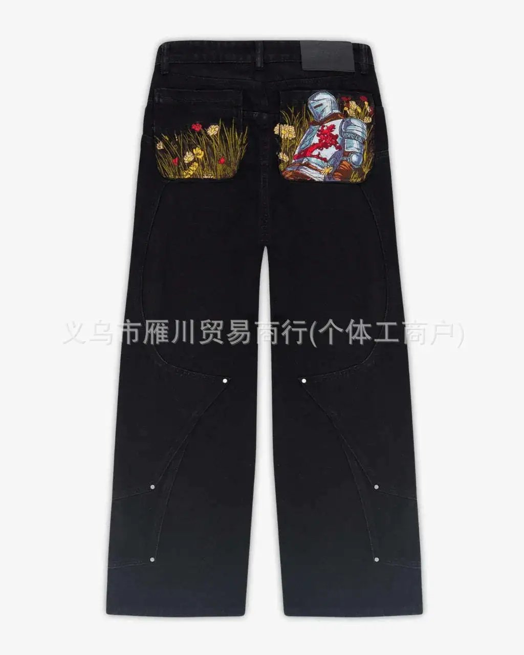 Unbranded Jeans Wide-Leg Floral Embroidered — 6(In stock)