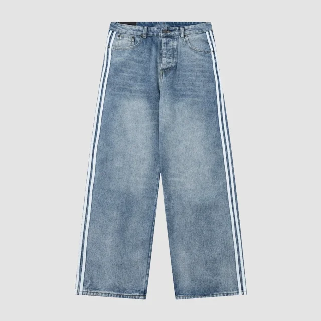 Unbranded Jeans Loose straight-leg with contrast side stripes product detail image 5