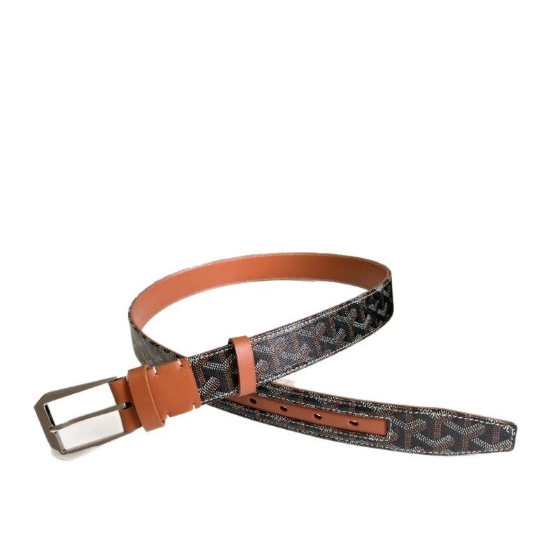 Goyard Belts Chevron-pattern leather-trim pin buckle belt image 5