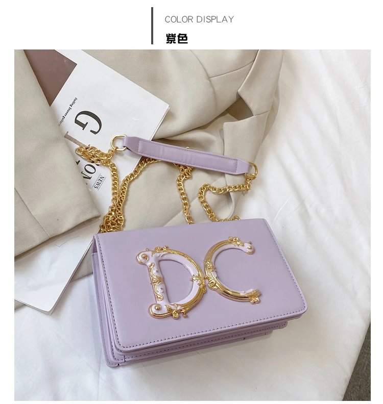 Dolce & Gabbana Crossbody Bags Ornate DC Logo Chain Bag — purple