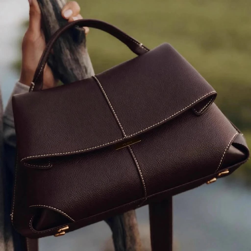 Polène Handbags Top-handle flap bag with pleated side panels image 4