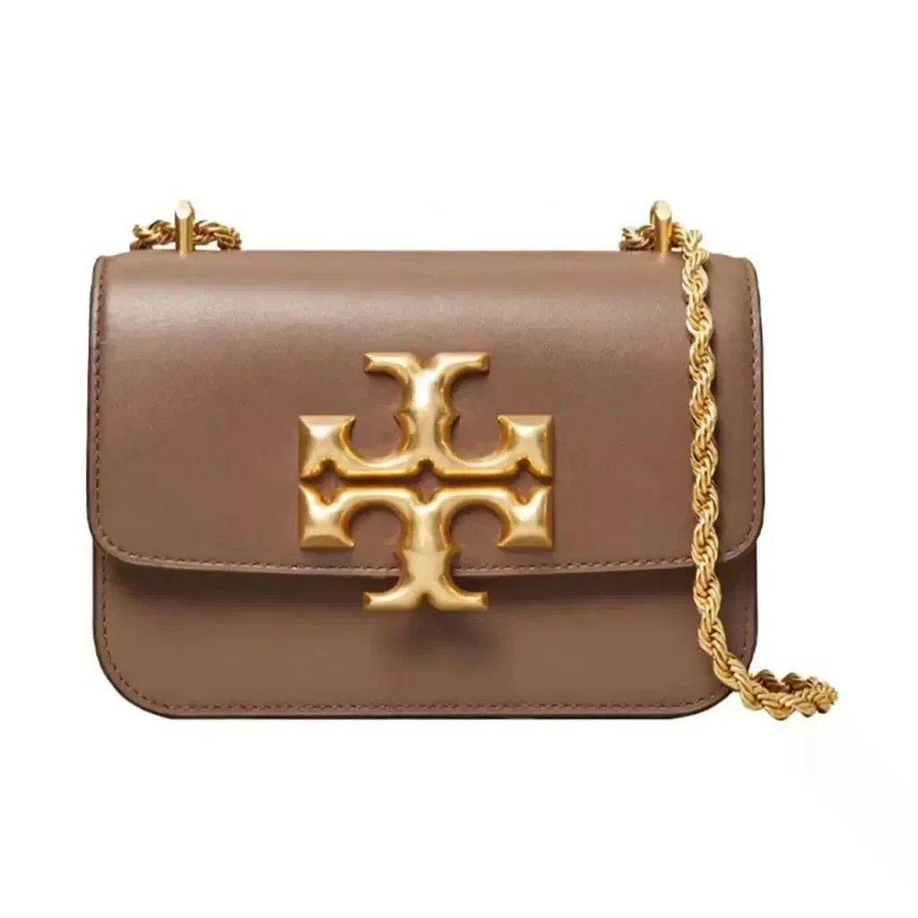 Tory Burch Crossbody Bags Double T Logo Chain — Khaki gift box packaging