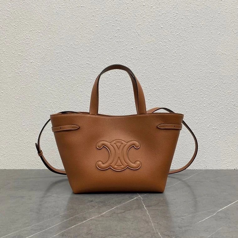 Celine Handbags Triomphe embossed mini tote bag with shoulder strap image 3