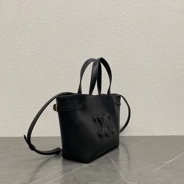 Celine Handbags Triomphe embossed mini tote bag with shoulder strap product detail image 5
