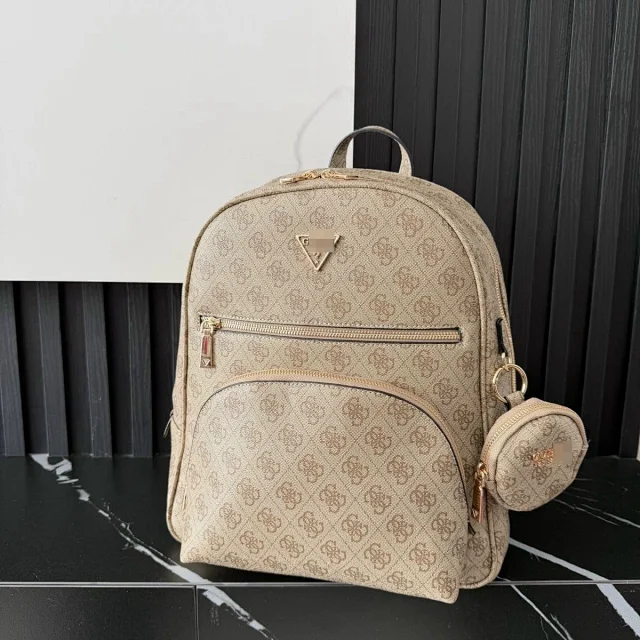 GUESS Backpacks Monogram backpack with detachable round pouch product detail image 2