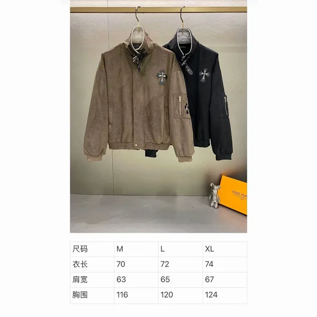 Chrome Hearts Jackets Cross Patch Bomber Jacket with Buckle Collar product detail image 1
