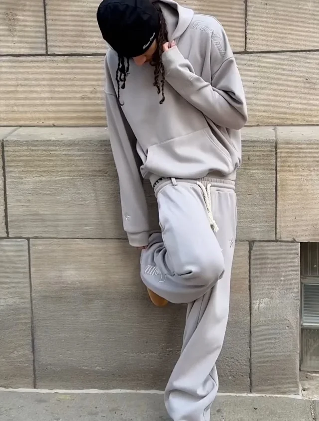 Palm Angels Trousers Double-waistband wide-leg sweatpants with star embroidery product detail image 16