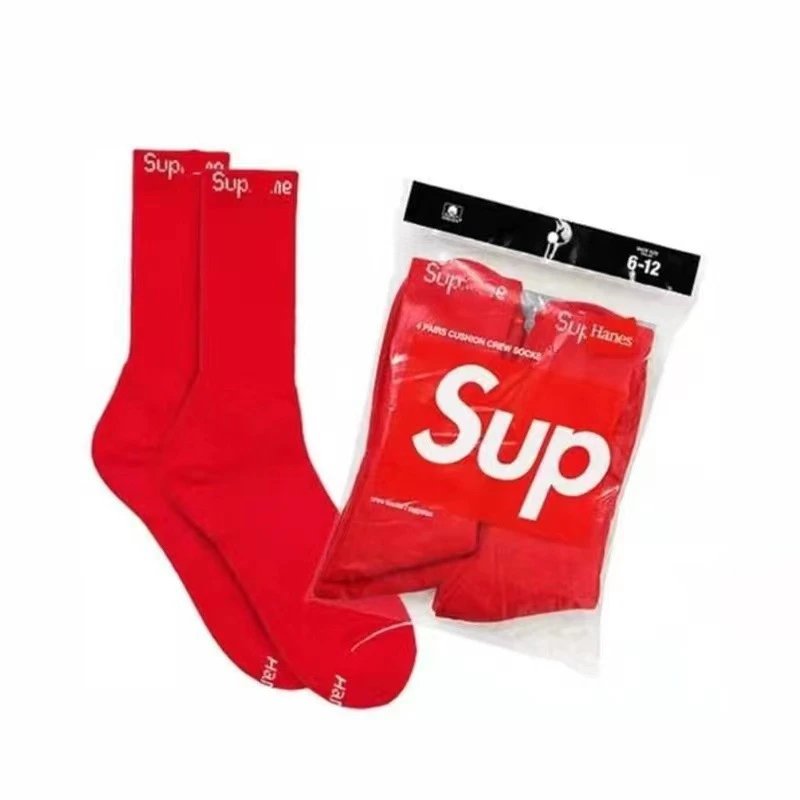 Supreme Socks Hanes Cushion Crew — Two pairs of red