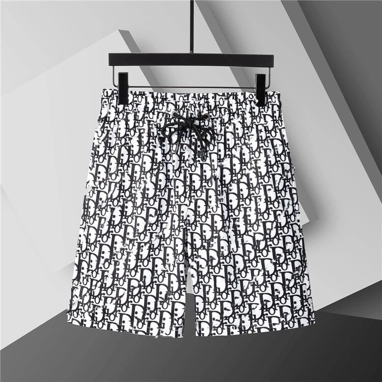 Dior Swimwear Elastic Drawstring Logo-Print Swim Shorts — 3805 black