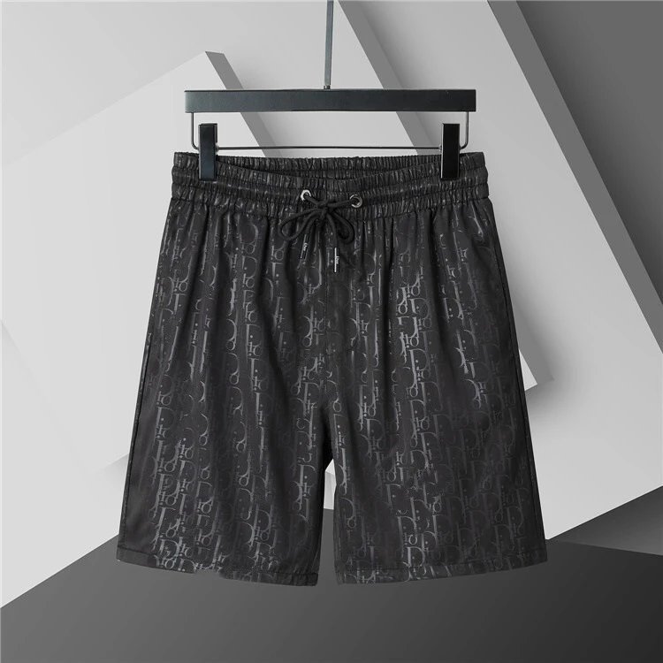 Dior Swimwear Elastic Drawstring Logo-Print Swim Shorts — 3816 black