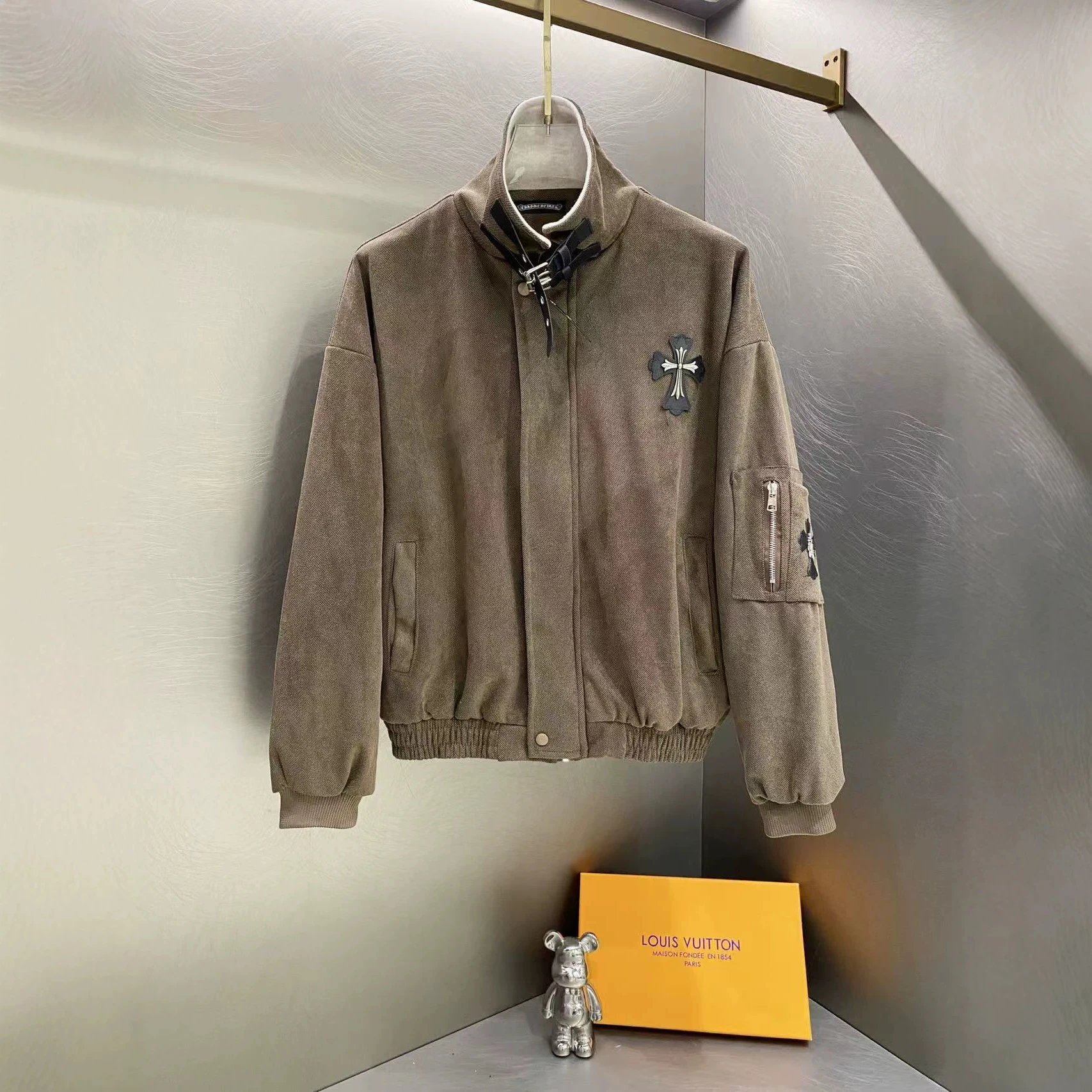 Chrome Hearts Jackets Cross Patch Bomber Jacket with Buckle Collar image 2