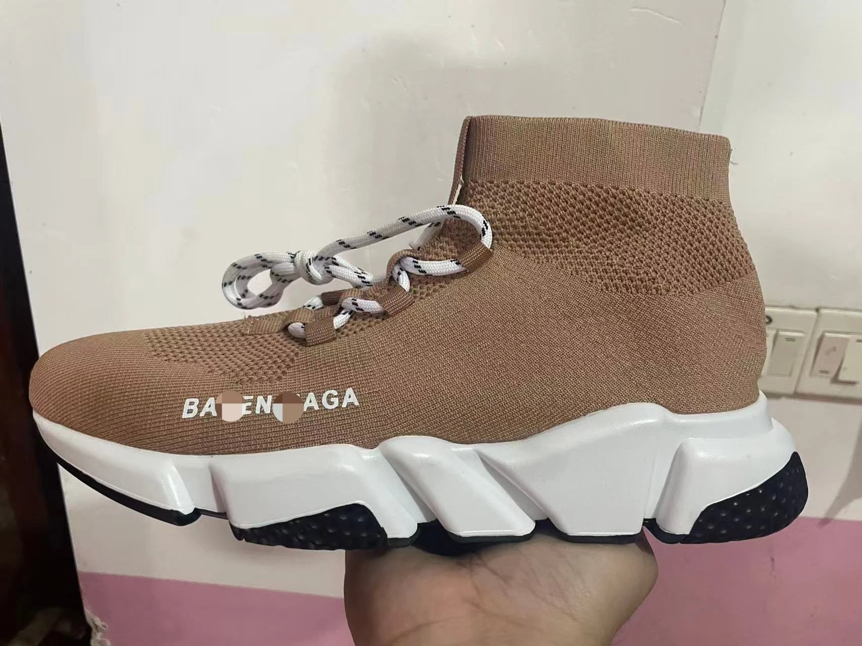 Balenciaga Sneakers High-Top Knit Sock with Chunky Segmented Sole — 19