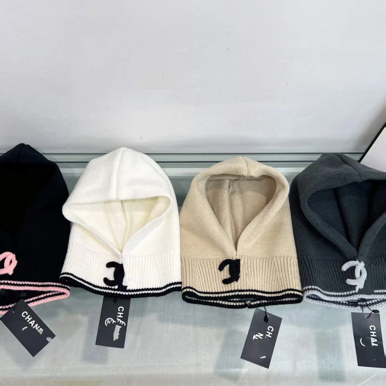 Chanel Hats Ribbed Knit Hood Hat with Contrast Trim product image